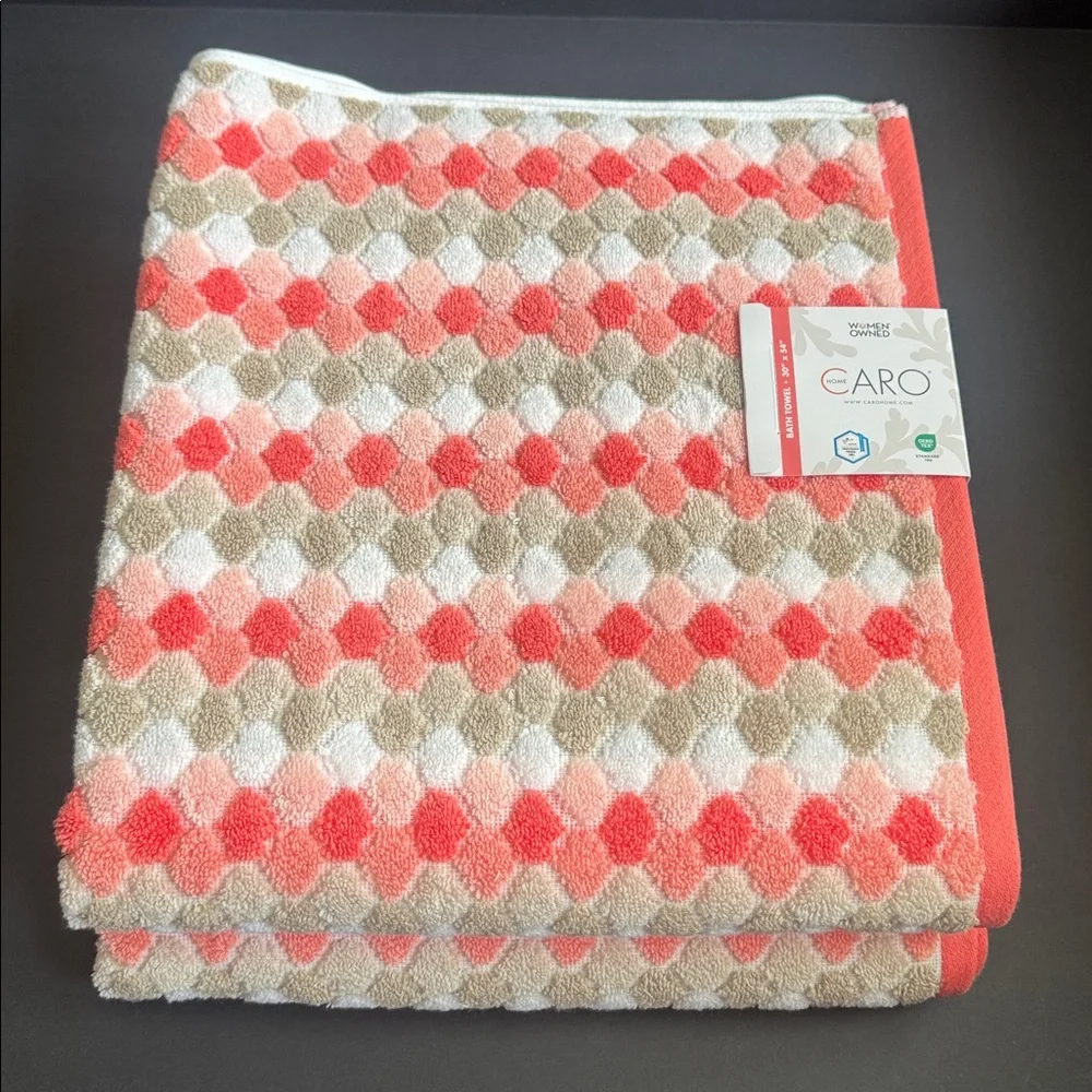 4pc CARO HOME 100% Cotton Geometric Pattern Bath Towel Set - Highly Absorbent